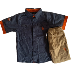U.S. Polo Assn Blue Khaki Shirt & Pants Set Size 4T